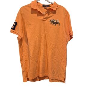 Polo Ralph Lauren Classic Fit Big Pony Triple Pony Player Polo Shirt Orange L